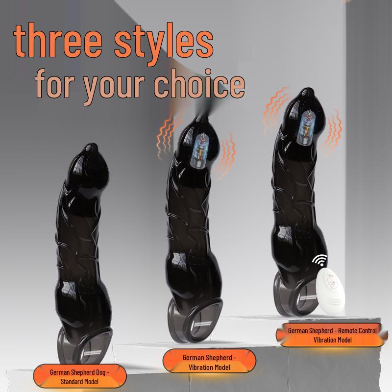 Wolfhound Wireless Remote Control Vibration Crystal Wolf Tooth Sleeve - Thickened, Lengthened, Ten-Frequency Ejaculation Lock for Men