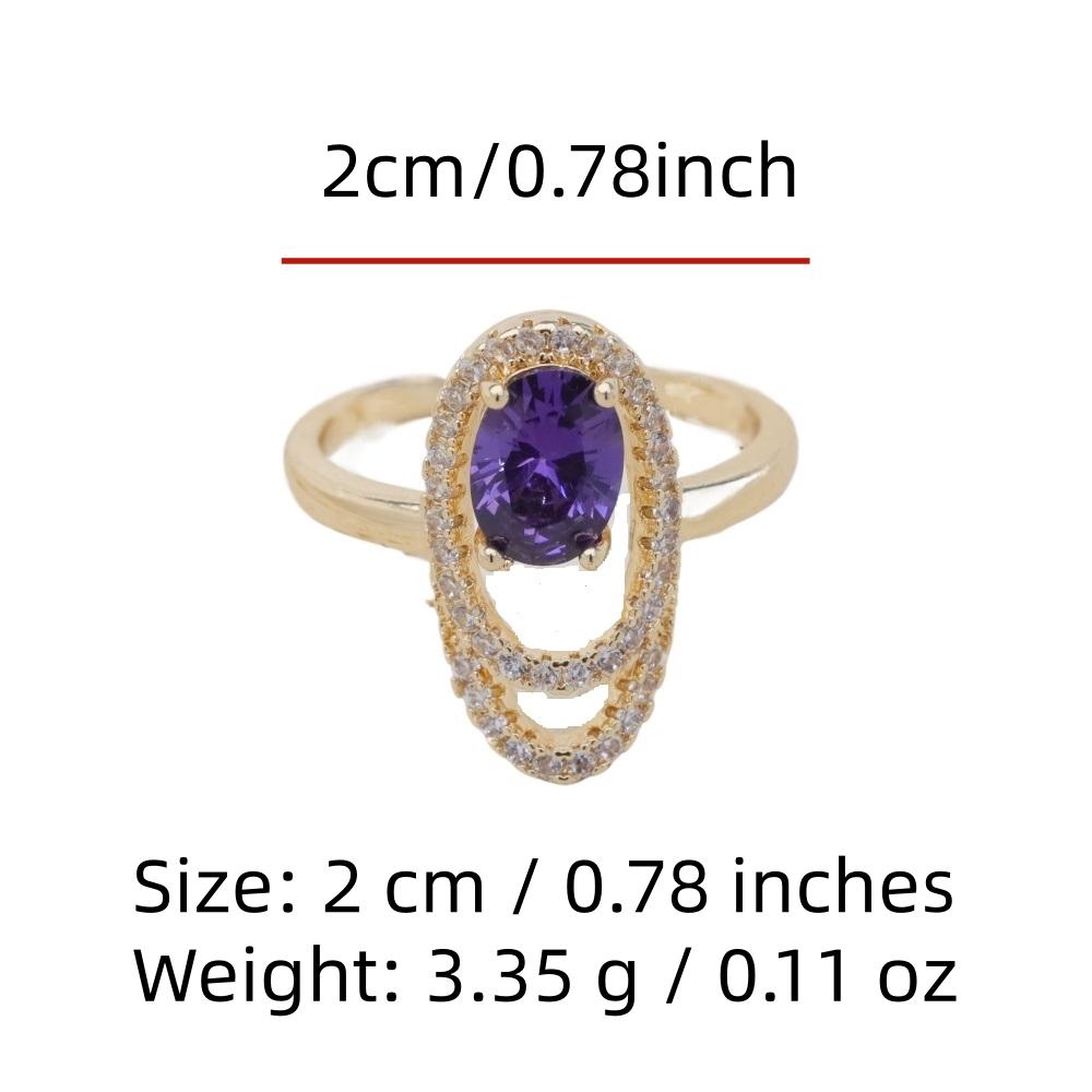 Elegant Oval Zirconia Open Ring Surround Design Adjustable Bridal Ring Wedding Party Gift