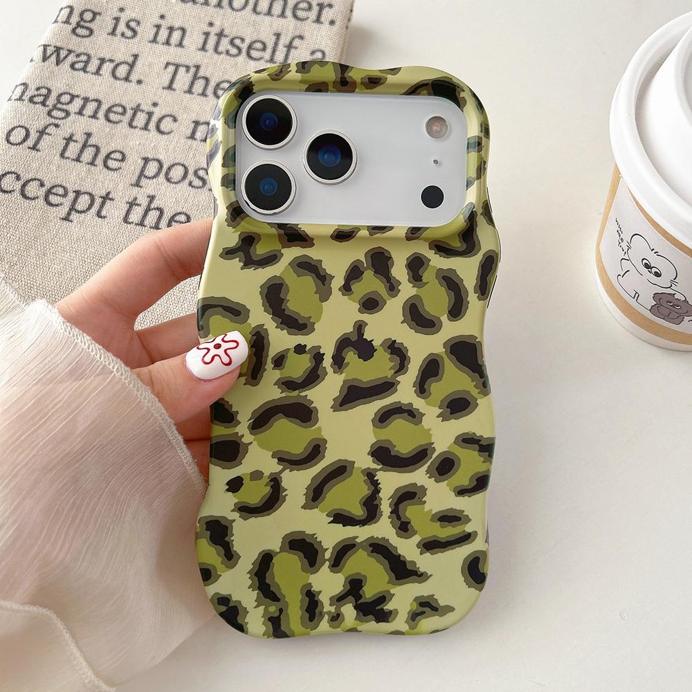 Fashion 2 In 1 Colorful Leopard Print Phone Case for iPhone 13 14 15 16 17 Pro Max Wave Edges Comfortable Touch Hard Slim Cover