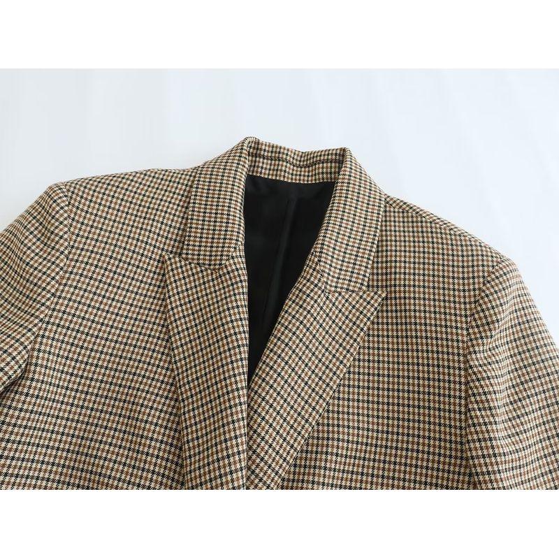 Women's Clothing Fashion Style Gingham Straight Skirt Suit Outwear