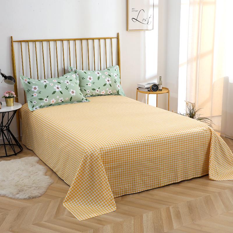 Simple Cotton Bed Sheet for Double Bed - Suitable for Summer & Student Dormitory, 40 Count, All Seasons