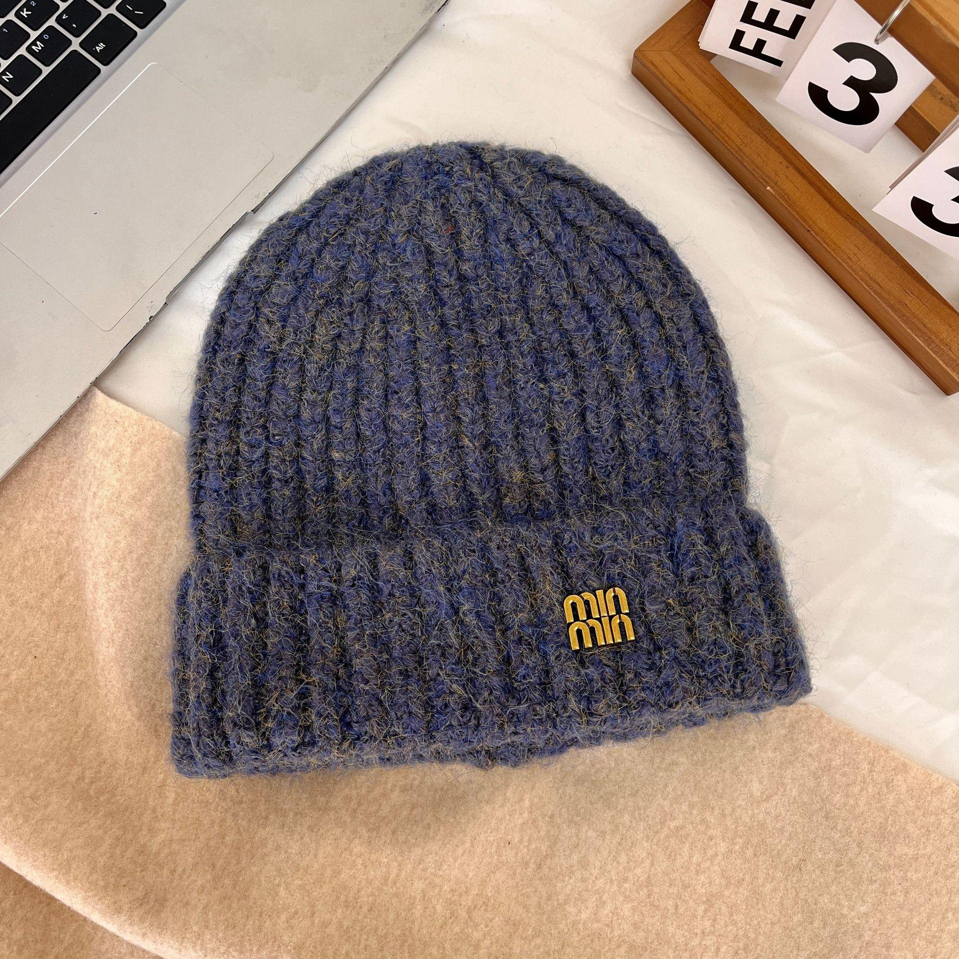 

Осенне-зимняя женская модная свободная шапка-бини, универсальная утолщенная теплая вязаная шапка, шапка от холода, шерстяная шапка M（56-58cm）