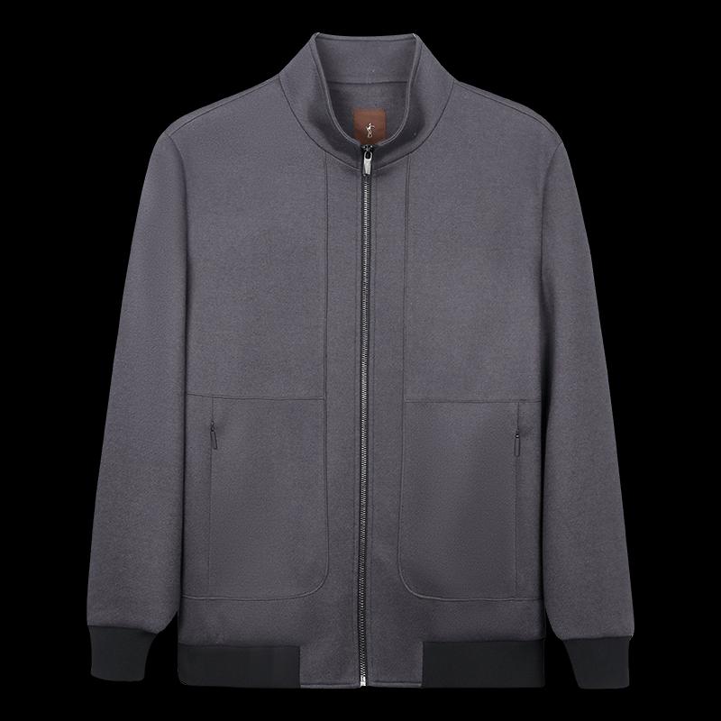 Caizi Men's Stand Collar Wool Blend Casual Jacket