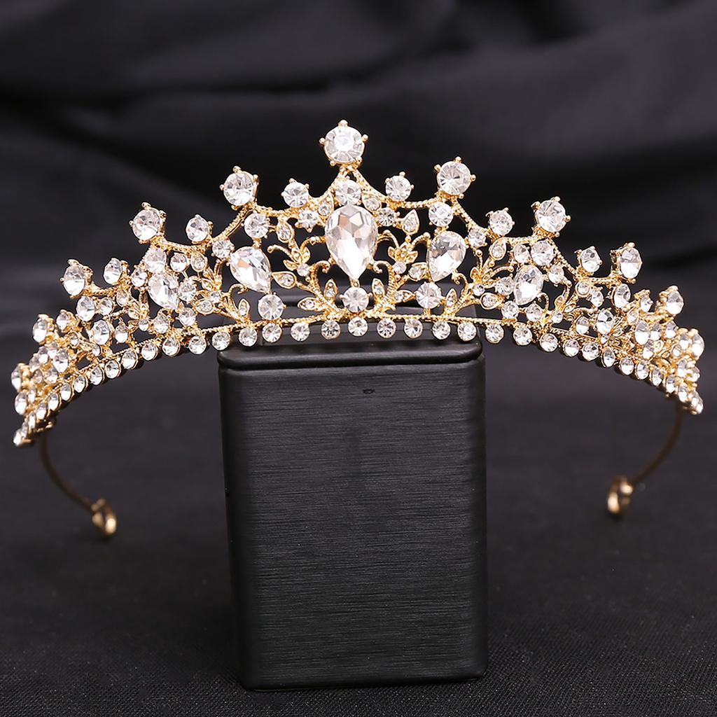 Bridal Wedding Tiara Crown Full Rhinestones Luxurious Style Headpiece for Stage Performance School Ball