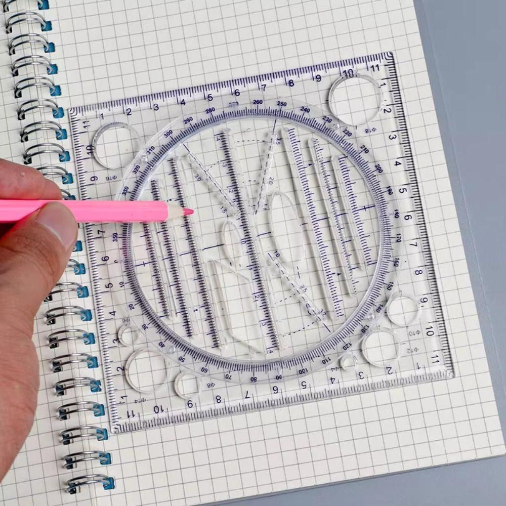 Protractor Rotatable Ruler 3D Scale Circle Drafting Ruler Geometry Drawing Ruler Measuring Tools