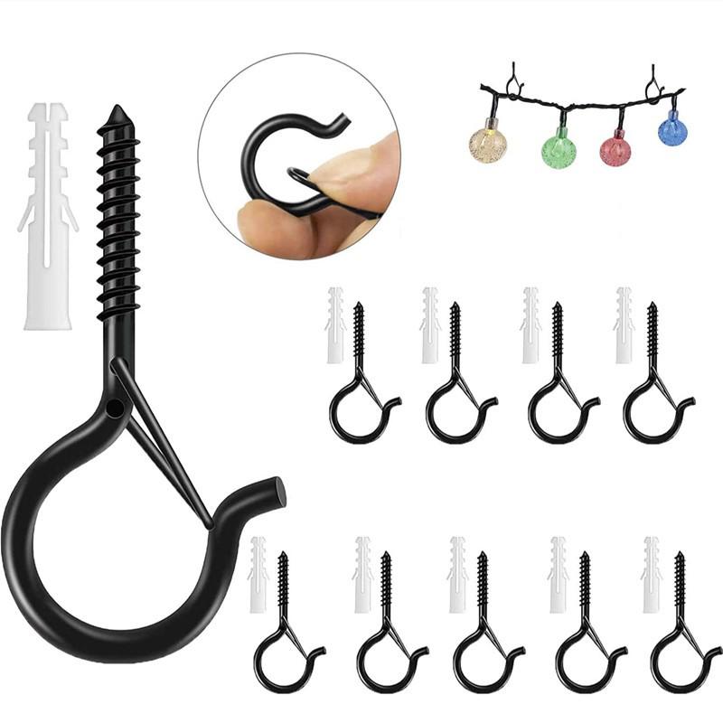 Q-Type Screw Hook Set with Safety Buckle & Expansion Tube for Indoor/Outdoor Decoration