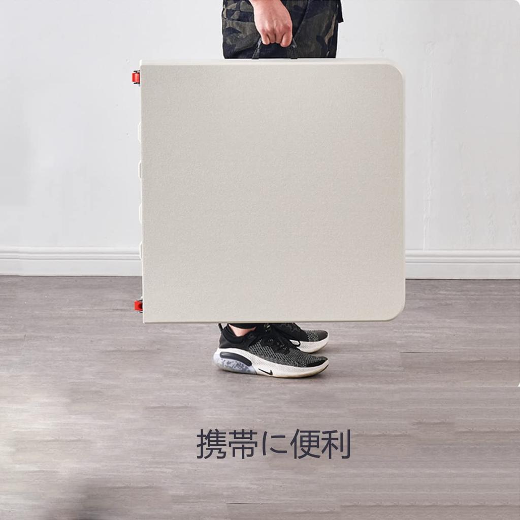 Hushijue Folding Table Outdoor Table for Picnic Leisure Camping Width 122cm Height Adjustable In 3 Levels (White-122cm)