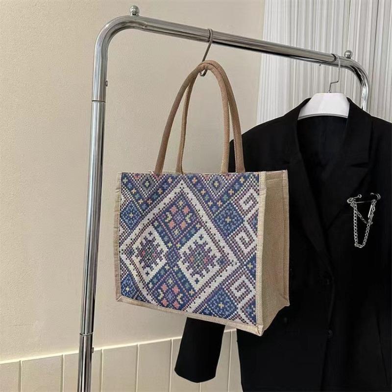 Linen bag handbag new simple letter large capacity tote bag shoulder crossbody commuter canvas tote bag