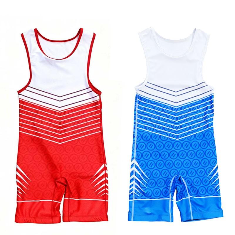 Mens Wrestling Singlet Short Sleeve Compression Gym Wear Digital Print Sportswear Training Competition