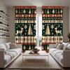 2pcs Christmas Curtains with Reindeer Snowflakes & Trees Design - Velvet-Like Polyester Fabric Semi-Translucent Rod