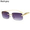Retro Uv400 Clear Shades Cheetah Decoration Ocean Lens Sun Glasses Rimless Rectangle Sunglasses