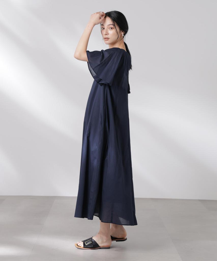 Nano Universe Made in India Cotton Flared Size S Dress, Women's, (120), Navy, 669-5119303