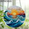 Acrylic Ocean Wave Sunset Suncatcher Stained Glass Effect Window Hanging Ornament Beach Lover Gifts