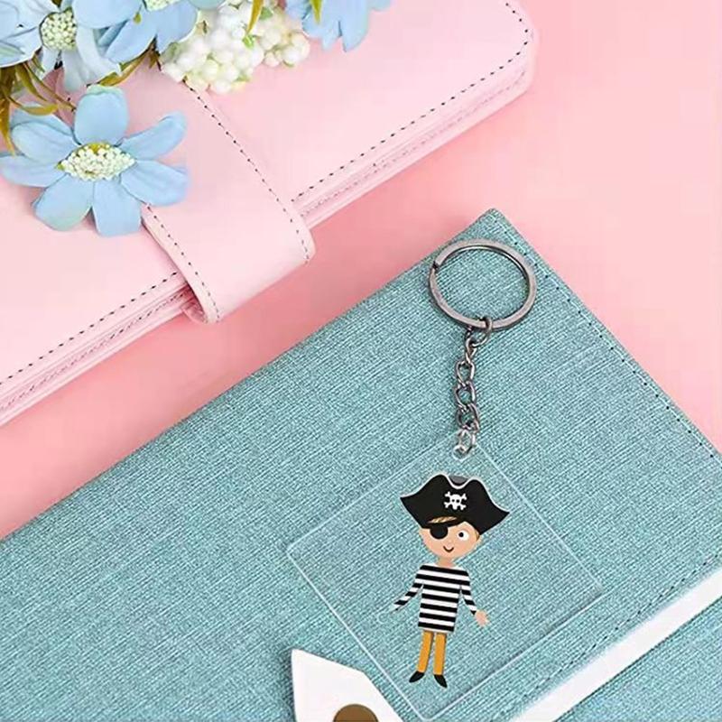 200Pcs Acrylic Clear Keychain Pendant Circle Heart Square Rectangle Hexagon Shape Keychain Blank for DIY Craft Project