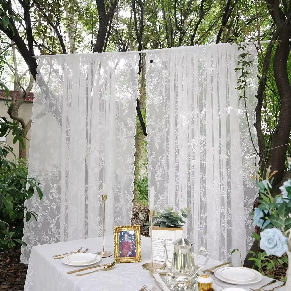 1Pcs Rod Pocket Lace Curtain 150x200cm Window Drape Shades New Sheer Curtain  Living Room Decoration