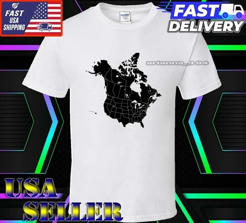 New Shirt North America Map Logo T-Shirt Funny American Usa Unisex Size S-5XL