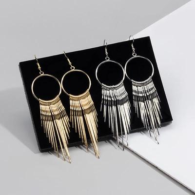 Chic Slimming Long Tassel Stud Earrings - Versatile Metal Design with Personality