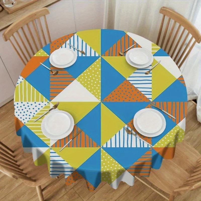 Product: 1 piece of tablecloth, geometric pattern printed design, polyester tablecloth, durablezyc