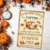 Metallposter Pumpkin Spice Coffee, Vintage Blechschild für die Wand, Herbstküchendekoration