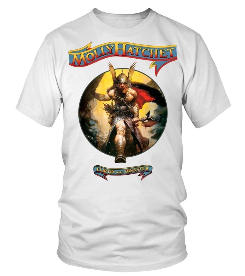 Винтажная футболка Molly Hatchet - Flirtin with disaster Хлопок Белый Унисекс Футболка SE209 Унисекс Футболка XXXXL