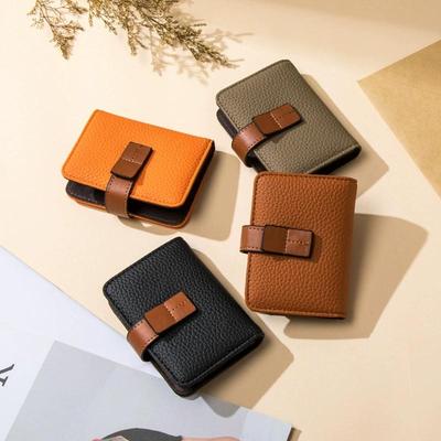 Mode Damen Kartenhalter PU-Leder Spange Herren Mehrfachkartenfächer und Große Kapazität Unisex-Design Führerschein Dokumentenhalter