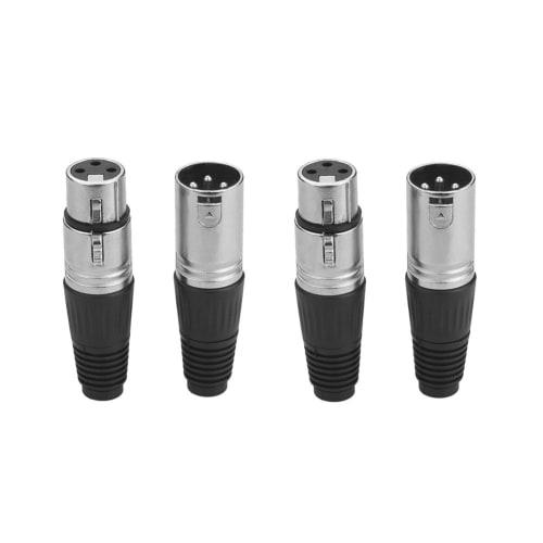 EIGHTNOO XLR 3-Pin Male To Female Microphone Cable Connector, Metal and Plastic (2 Male + 2 Female)