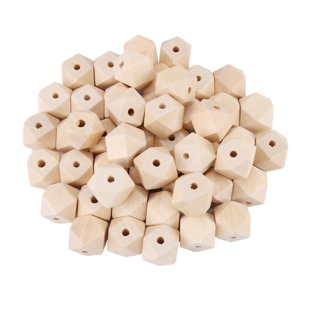 50pcs Wood Handmade DIY Wood Wooden Beads Hexagon Shape 20mm Geometric Beads Smooth Surface Polyhedron Beads Farmhouse Decor