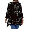 Creative Face Pattern Printed Top Casual Round Neck Long Sleeve Large Size Women’s T-Shirts
