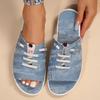 Unisex Slides New Women Slippers Peep-toe Sandals Outdoor Casual Canvas Denim Slippers Flat Home Slippers Large Sizes 36-43