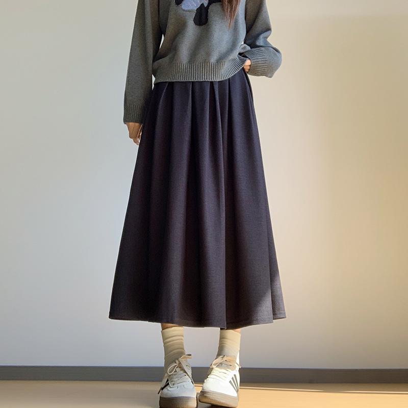 

Autumn Winter 2025 High Waist Slimming A-line Long Skirt for Women Extra Large чорний