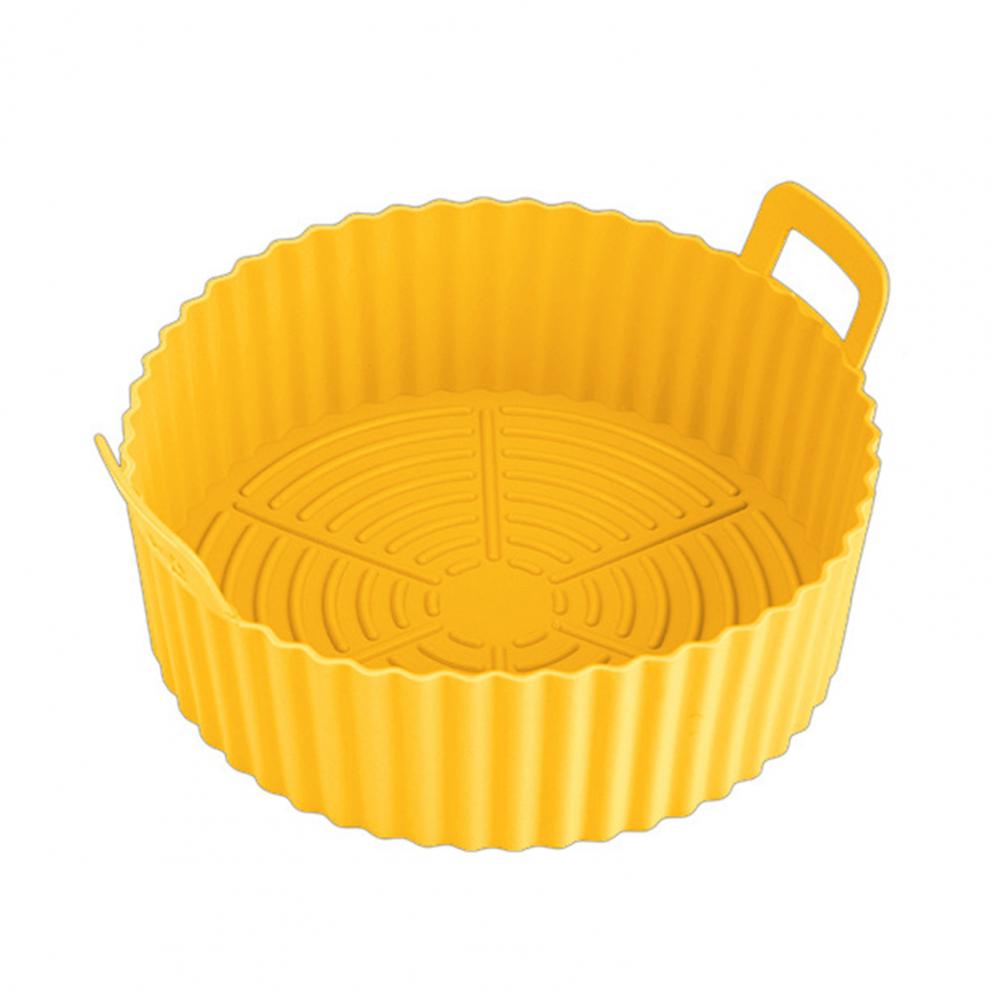 Silicone Baking Pan Tray For Air Fryer Liner Pot Protector Raised Edge Double Handles Non-Stick Heat-Resistant Kitchen Gadgets