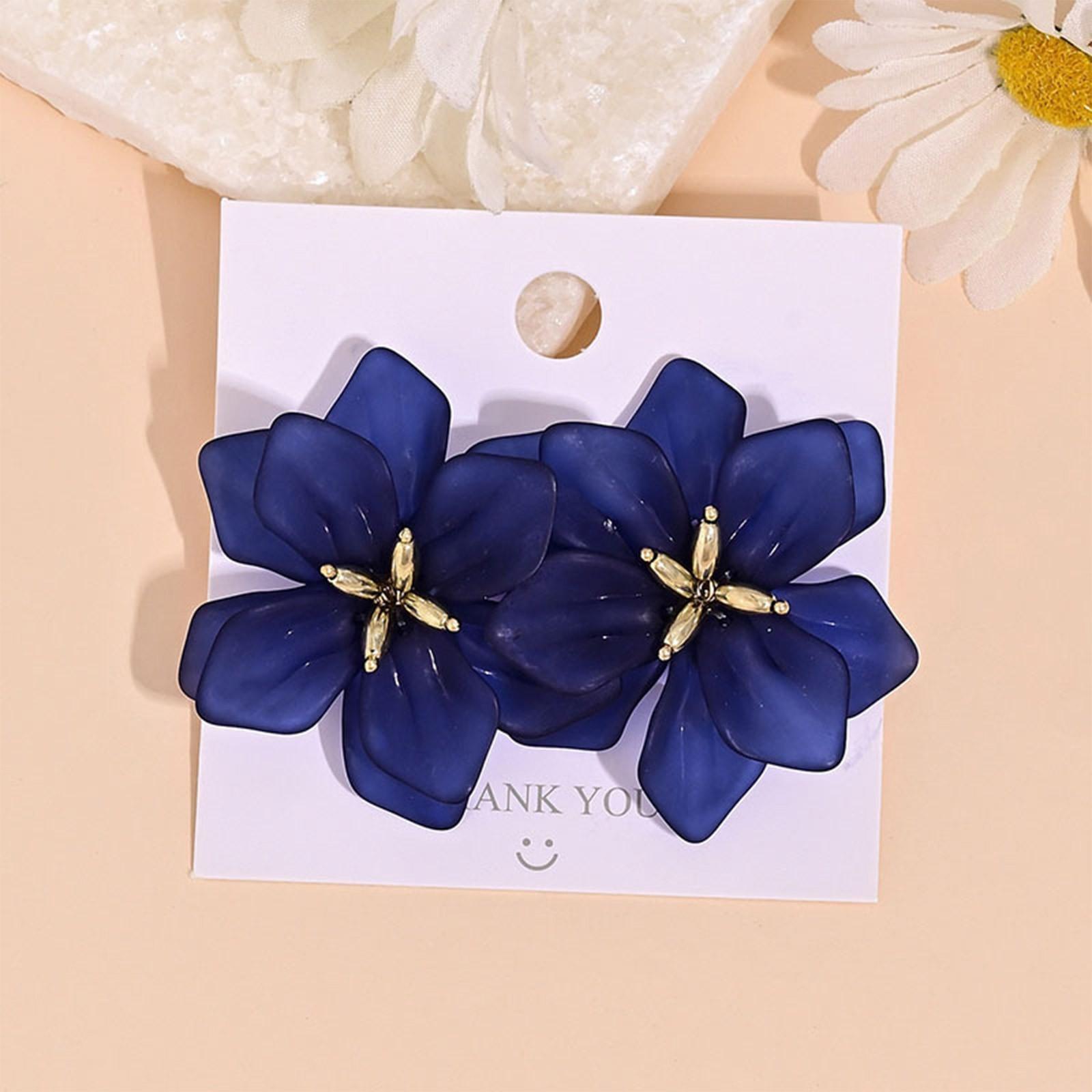 

Серьги-лепестки из акрила One Size тёмно-синий