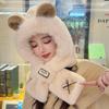 Hat winter warm cute scarf plush hat christmas deer gloves scarf integrated three-piece set versatile winter