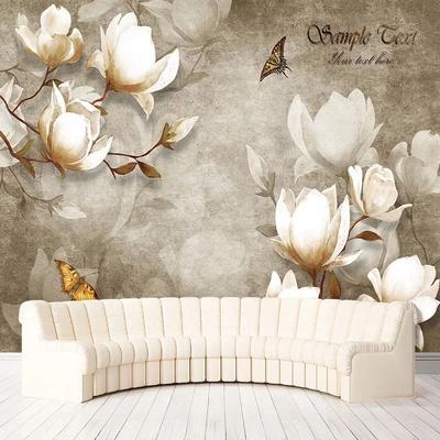Papel tapiz fotográfico 3D con flores vintage para sala de estar, dormitorio, decoración del hogar