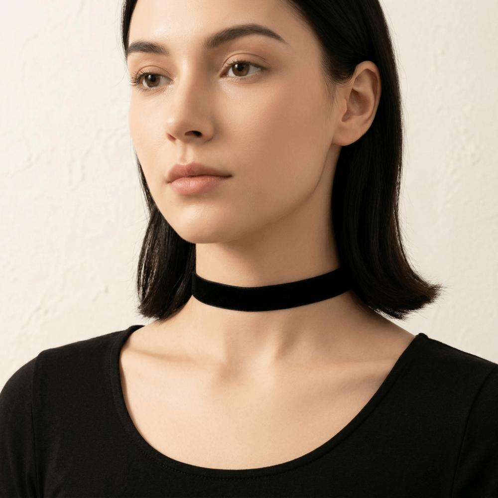 6Pcs/Set Adjustable Lace Chokers Black Color Punk Necklace Gothic Elastic Necklace  Costume Party