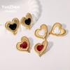 Stainless Steel Non-tarnish Hypoallergenic Vintage French Retro Love-shaped Earrings Light Luxury Temperament High-grade Gold