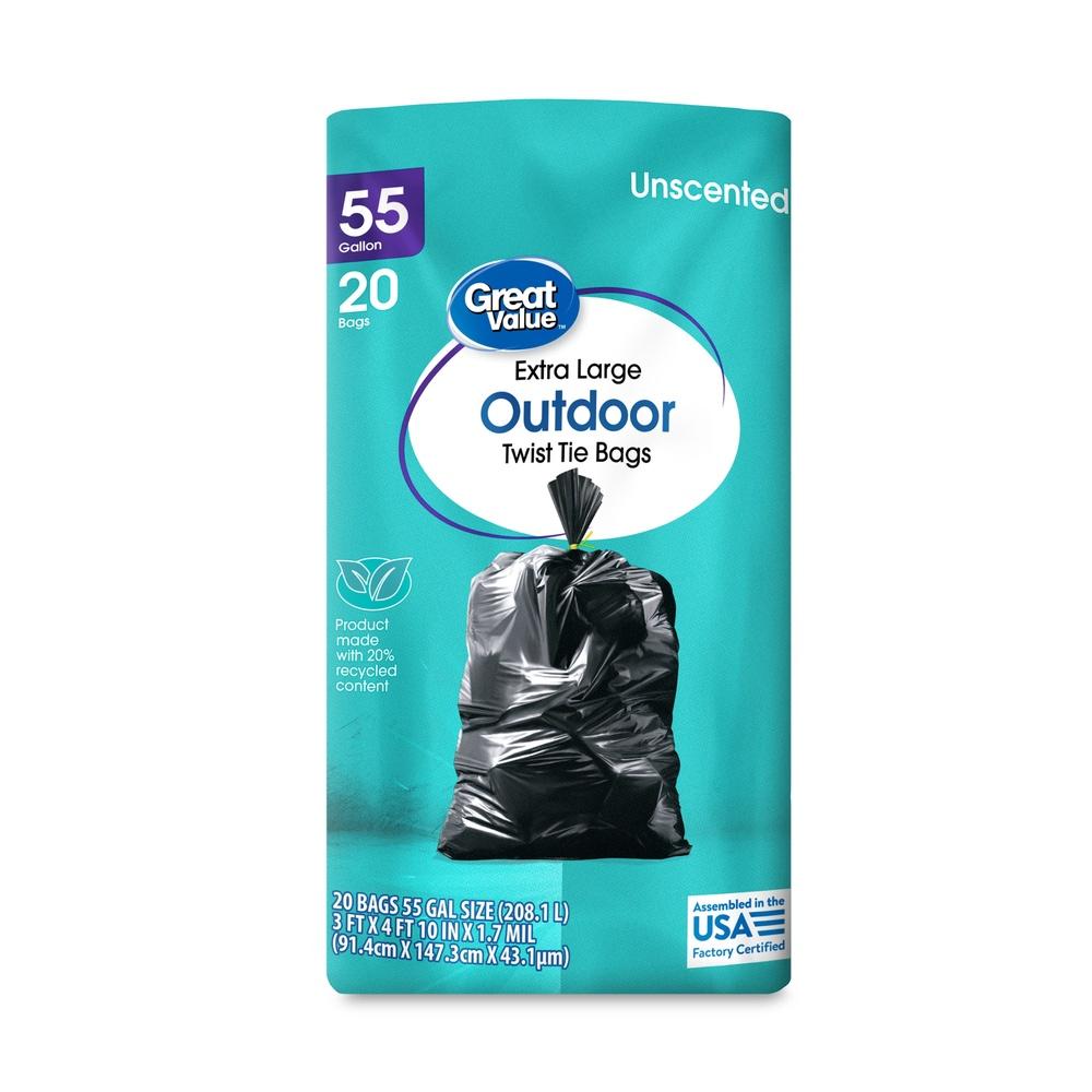 

Очень большие 55-галлонные уличные мусорные мешки на закрутках, сверхпрочные, без запаха, 20 штук. Идеально подходят для уборки двора и бытового использования. United States