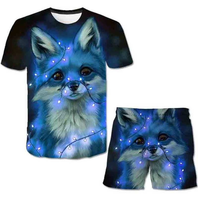 Neonati maschi Abbigliamento Animali gatto 3D T-shirt Set Estate Bambini Abbigliamento casual Set di cartoni animati per ragazzi Ragazze 1-14 anni Vestito per bambini