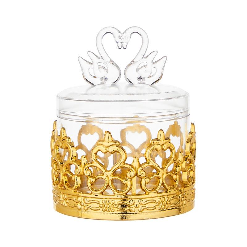 

Мини-конфетница Мультяшная пластиковая коробка с крышкой Свадьба Крещение ребенка Маленькая коробка Подарочная упаковочная коробка для невесты 6060 gold [swan cover]