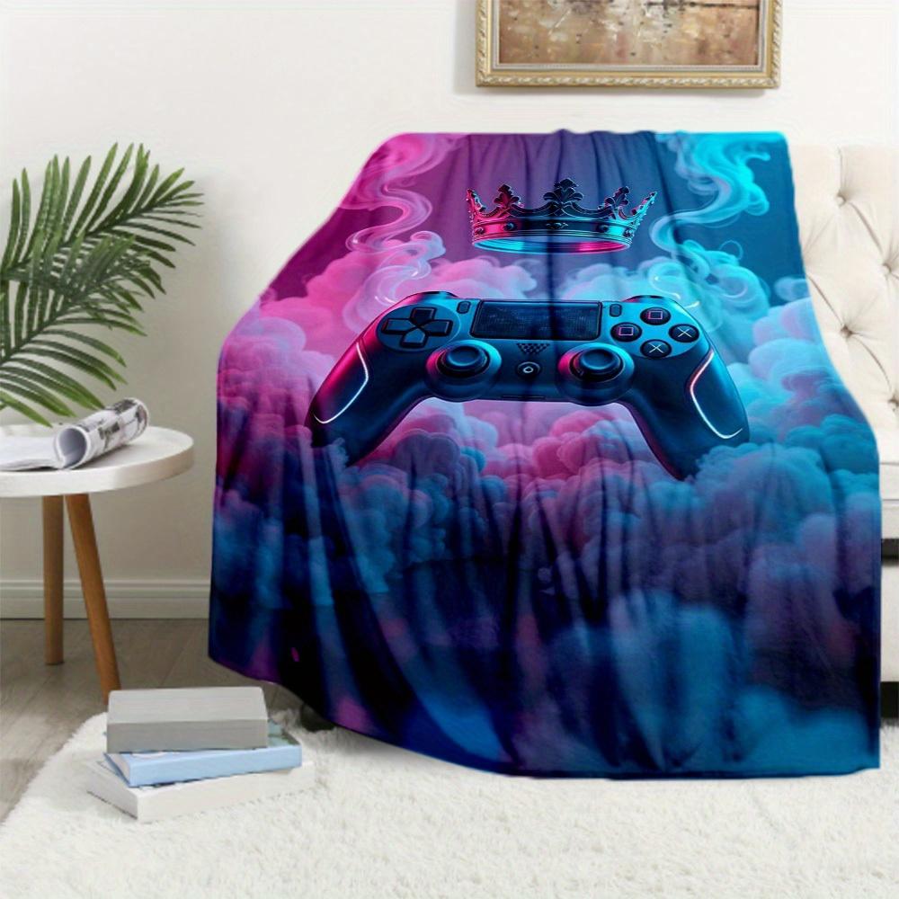 1Pc Gaming Crown Print Flannel Blanket, High quality Comfortable for All Seasons, Home Decor, Warmth and Comfort, Perfect for Christmas Gifts49