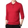 Spring and Autumn Thin Lapel Sweater for Middle-aged Men with Wool Loose Lapel T-shirt Casual Solid Color Knitted Polo Shirt