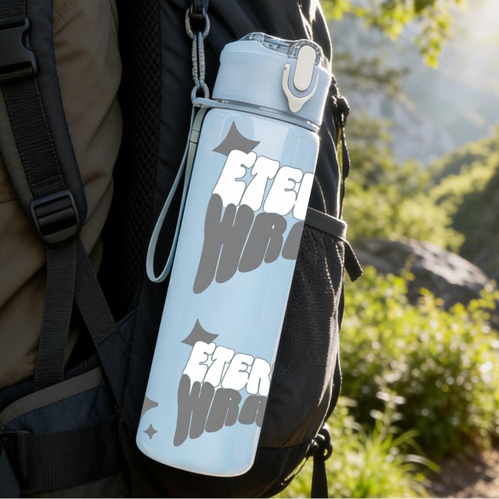1PC Grunge Broken Star Slogan Art Print 750ml Color Plastic Sports Water Bottle Leakproof Flip Straw Lid Suitable for Sports Office Home Use