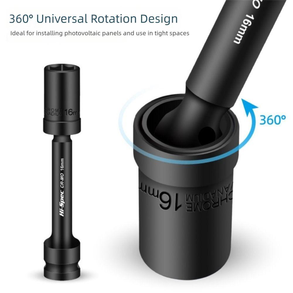 CR-MO Chromium Molybdenum Steel Swivel Socket Wrench 1/2" 12~19mm Hex Adapter Impact Socket Hand Tool High Hardness