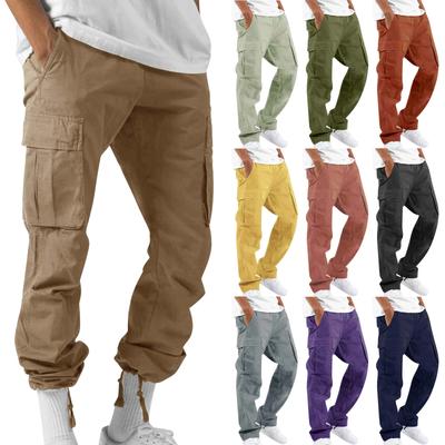 Men's Overalls Drawstring Multi Pocket Casual Pants Hiking Pants Cotton Twill  Pants