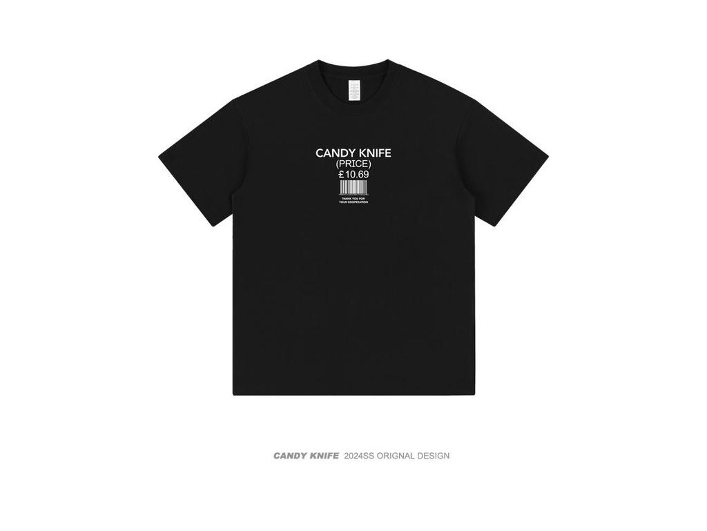 Unisex Minimalist Letter Barcode Print Heavy Cotton T-Shirt - Trendy Summer Short Sleeve Design