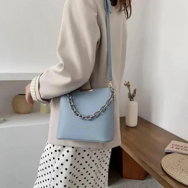 Solid PU Leather Bucket Bag for Women Crossbody Bag Simple Versatile Wallet for Small Changes New Summer Fashion Trend