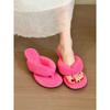 Retro Cow-toned Suede Round Head Toe with Wedge Heel Sandals Female Summer Plus Soft Foreign Versatile Flip-flops