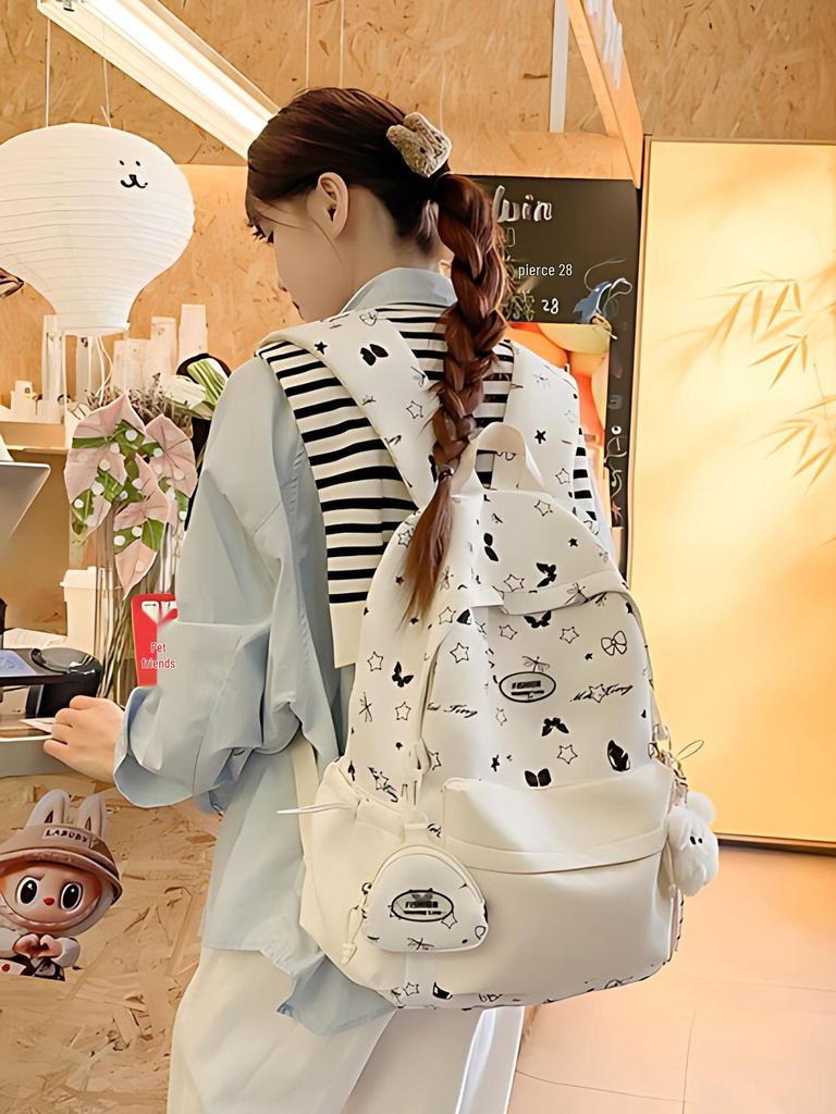 2025 Bow Print Large Capacity Backpack for Primary School Girls