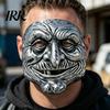 Breathable Horror Mask Halloween Vintage Clown Face Mask, Gold Silver Creepy Prop Wrinkled for Party, Scary Masquerade Costume Haunted House