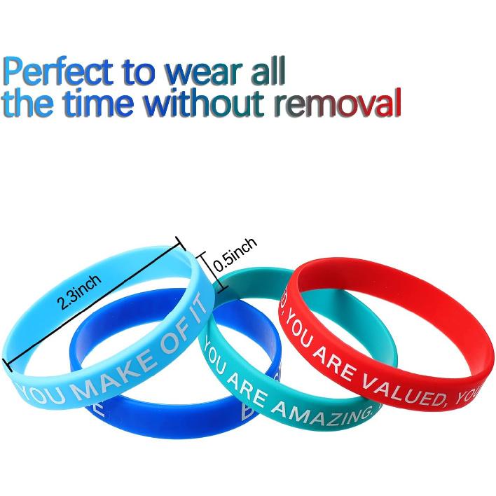 60 Pieces Motivational Quote Rubber Wristbands Colored pirational Silicone Bracelets Stretch Unisex Wristbands for Women Men Gifts, 20 Styles